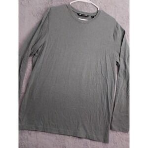 Travis Mathew Shirt Mens Large Green Striped Crew Neck Golf Long Sleeve Preppy